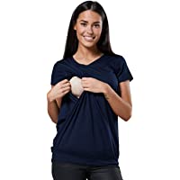 Zeta Ville - Premamá Top de Lactancia Efecto 2 en 1 Capas t-Shirt - Mujer - 436c
